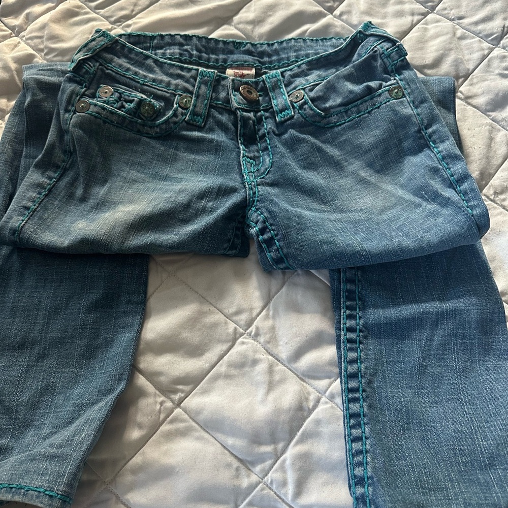 True Religion Women's Blue Straight Leg Jeans